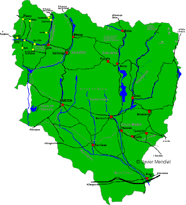 Mapa de situación de Anso dentro de la provincia de Huesca